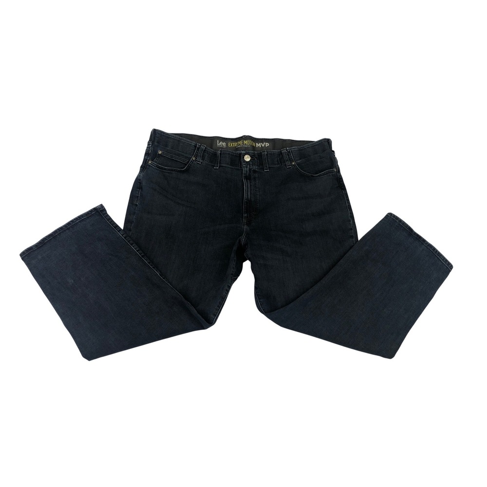 Lee Extreme Motion MVP Relaxed Fit Straight Leg Mens Jeans Dark Blue Denim 50x30